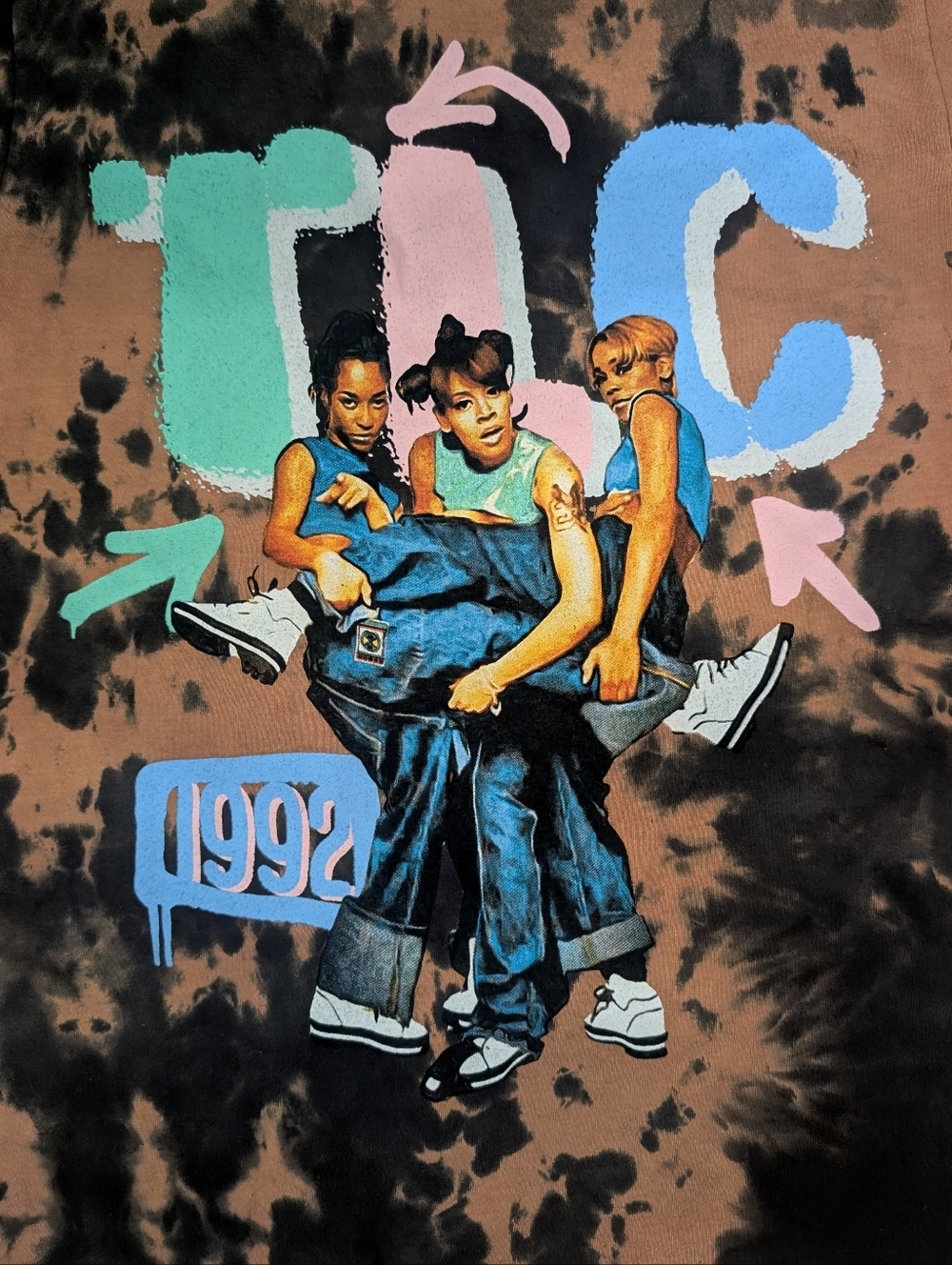TLC 1992 Bleach Tie-Dye Graphic Band Tee Small - Picture 3 of 5